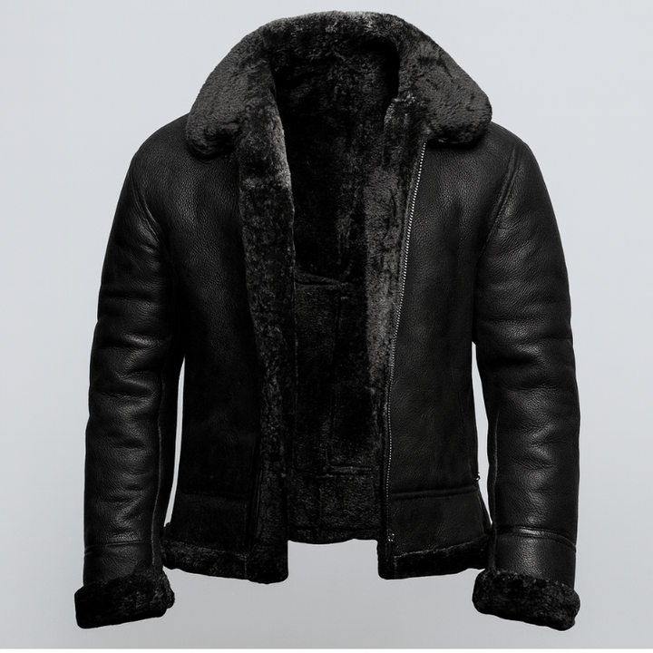 Herren Winterjacke aus Leder mit Futter aus Pelz