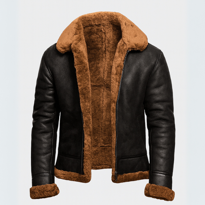 Herren Winterjacke aus Leder mit Futter aus Pelz