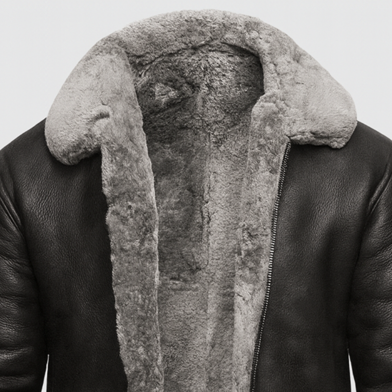 Herren Winterjacke aus Leder mit Futter aus Pelz