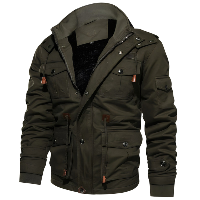 Militärjacke für Herren mit Fleece-Futter und mehreren Taschen – Perfekt für Outdoor und tägliche Aktivitäten