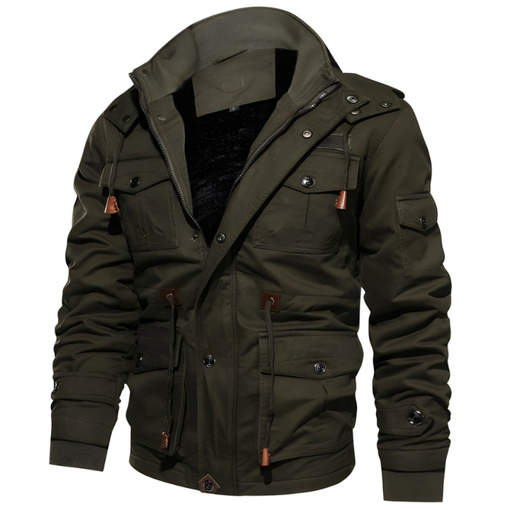 Militärjacke für Herren mit Fleece-Futter und mehreren Taschen – Perfekt für Outdoor und tägliche Aktivitäten