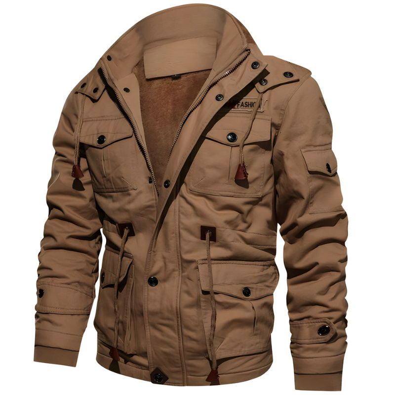 Militärjacke für Herren mit Fleece-Futter und mehreren Taschen – Perfekt für Outdoor und tägliche Aktivitäten