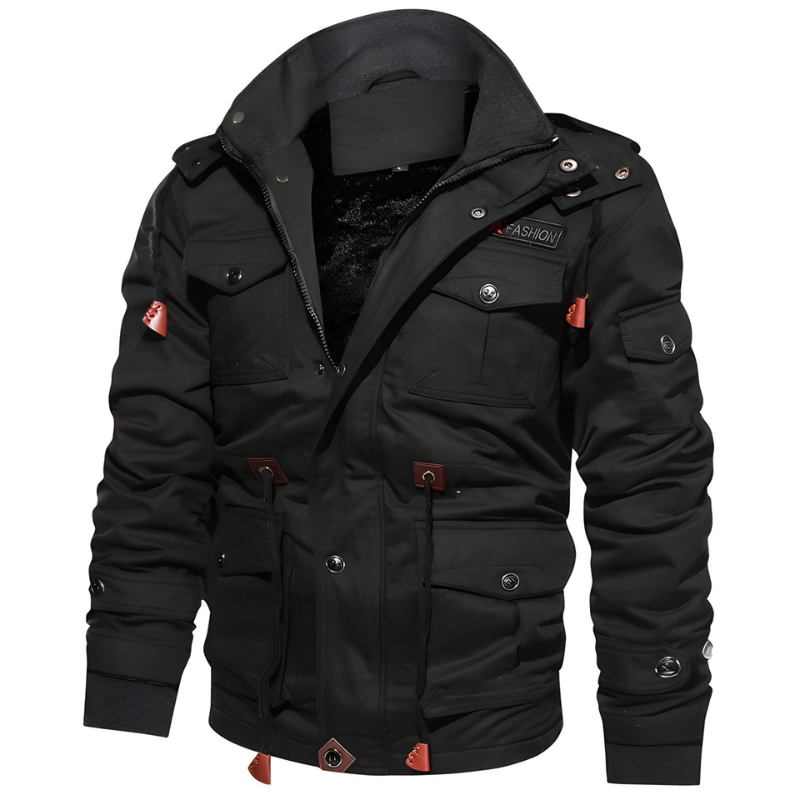 Militärjacke für Herren mit Fleece-Futter und mehreren Taschen – Perfekt für Outdoor und tägliche Aktivitäten