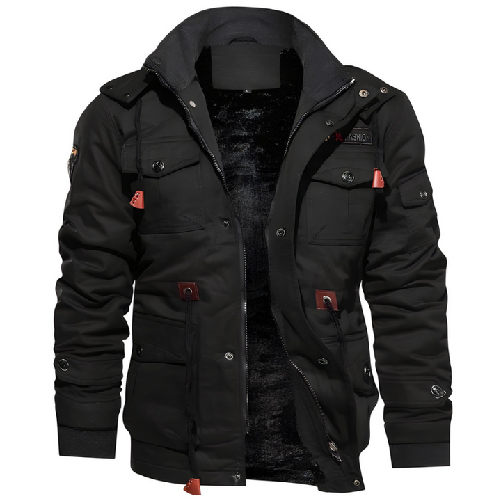 Militärjacke für Herren mit Fleece-Futter und mehreren Taschen – Perfekt für Outdoor und tägliche Aktivitäten
