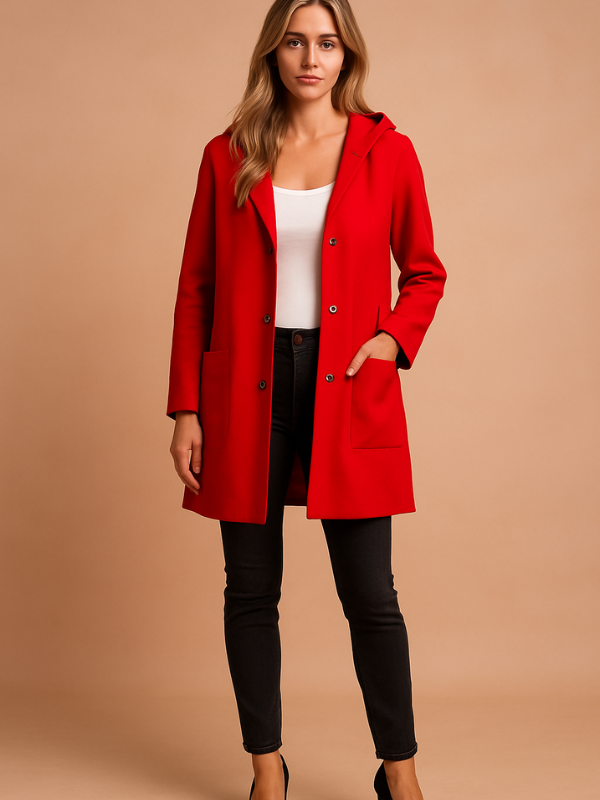 Damen Casual Trenchjacke mit Kapuze und weiter Passform