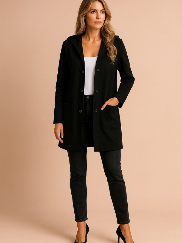 Damen Casual Trenchjacke mit Kapuze und weiter Passform