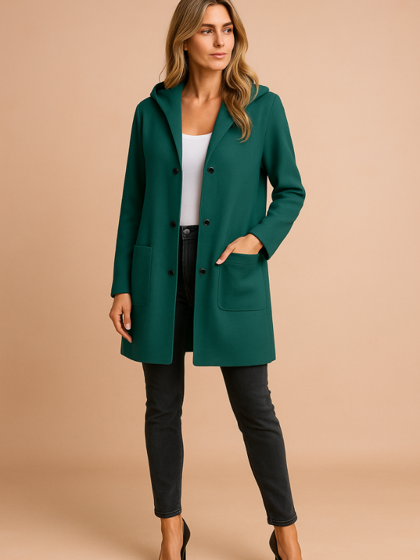 Damen Casual Trenchjacke mit Kapuze und weiter Passform
