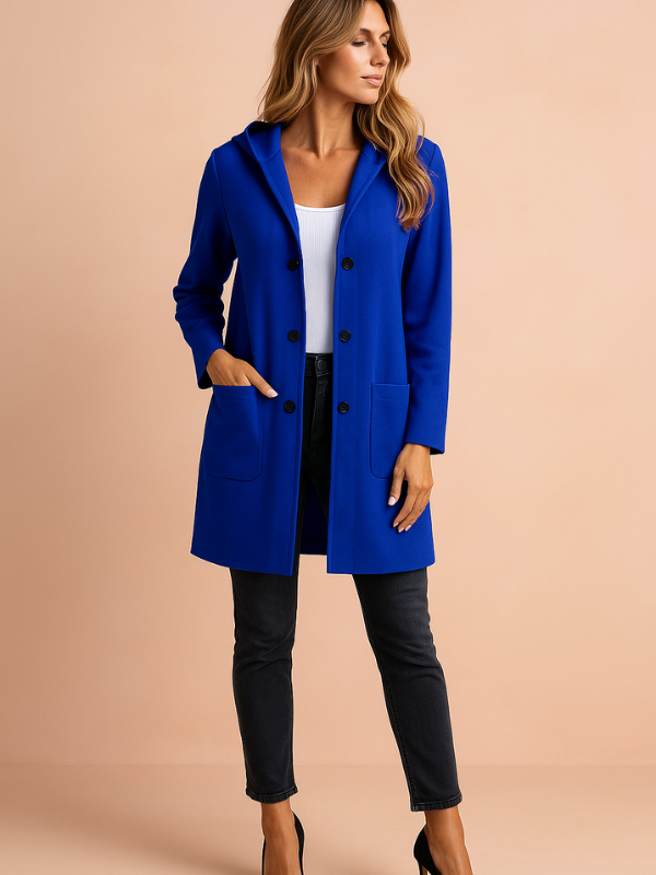 Damen Casual Trenchjacke mit Kapuze und weiter Passform