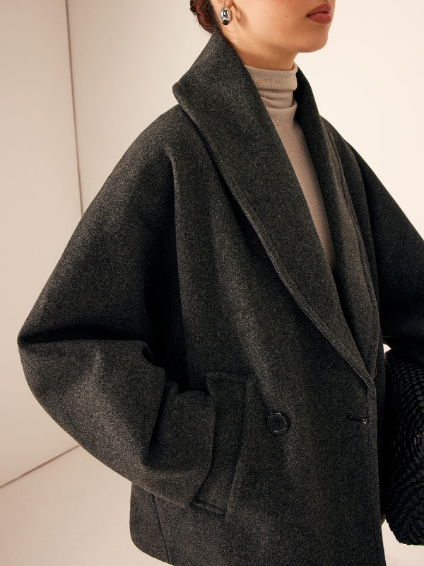 Giacca Donna Oversize Doppio Petto con Tasche Laterali in Toni Neutri 2