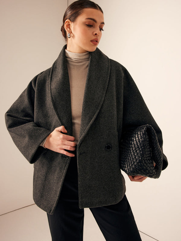 Giacca Donna Oversize Doppio Petto con Tasche Laterali in Toni Neutri 3