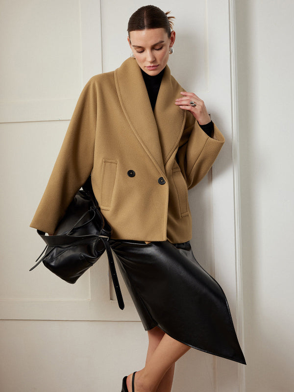 Giacca Donna Oversize Doppio Petto con Tasche Laterali in Toni Neutri 7