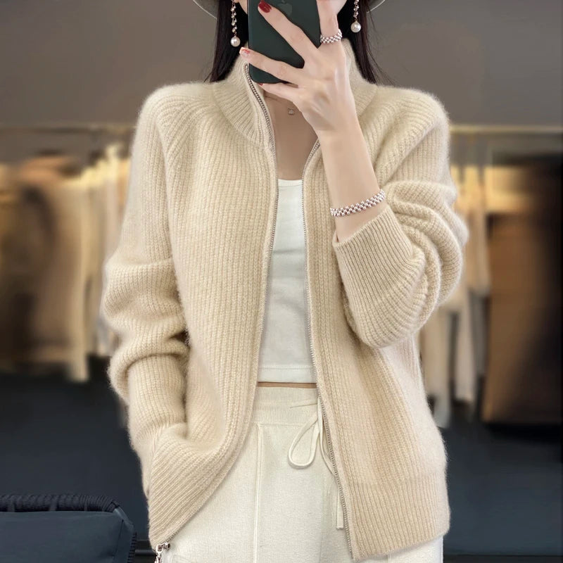 Giacca Invernale Donna Con Zip E Spalle Imbottite - Giacca Casual Elegante Per Tutte Le Occasioni 0