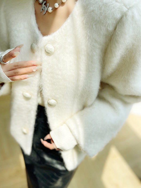 Giacca Invernale Donna Elegante con Maniche Voluminose e Abbottonatura Frontale 1