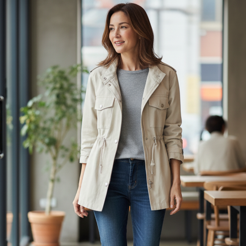 Giacca Invernale Donna con Vita Regolabile e Tasche Multiple - Chiusura Frontale con Zip, Vari Colori Disponibili 1