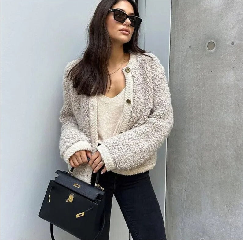 Giacca Invernale Donna in Pile con Bottoni Frontali – Calda e Versatile per Ogni Occasione 3