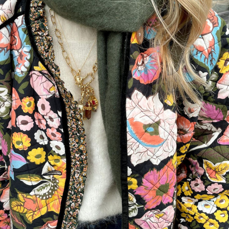 Giacca Invernale Oversize da Donna in Piqué con Motivo Floreale 4