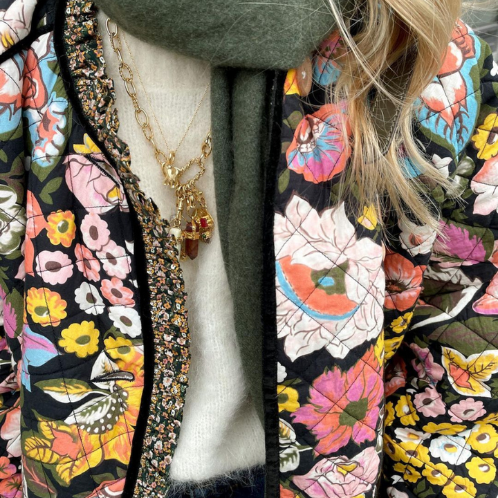 Giacca Invernale Oversize da Donna in Piqué con Motivo Floreale 4