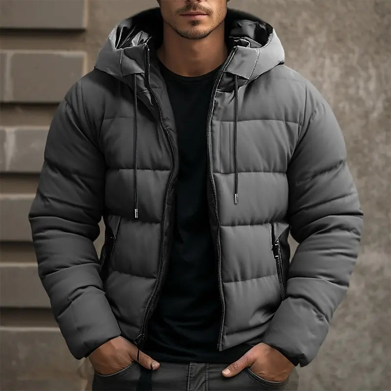 Giacca Invernale Uomo Puffer Nera con Cappuccio – Leggera e Calda per Stile e Comfort in Inverno 2