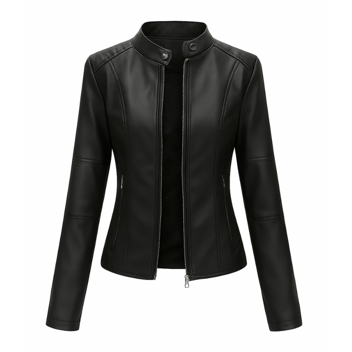 Elegante Vielseitige Damen Lederjacke Mao Kragen für Jeden Anlass