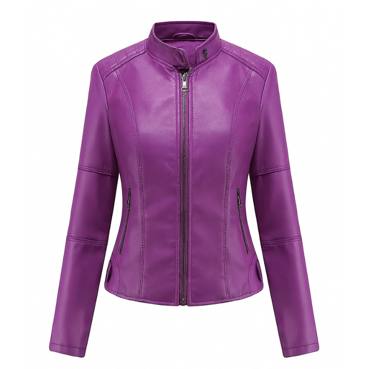 Elegante Vielseitige Damen Lederjacke Mao Kragen für Jeden Anlass