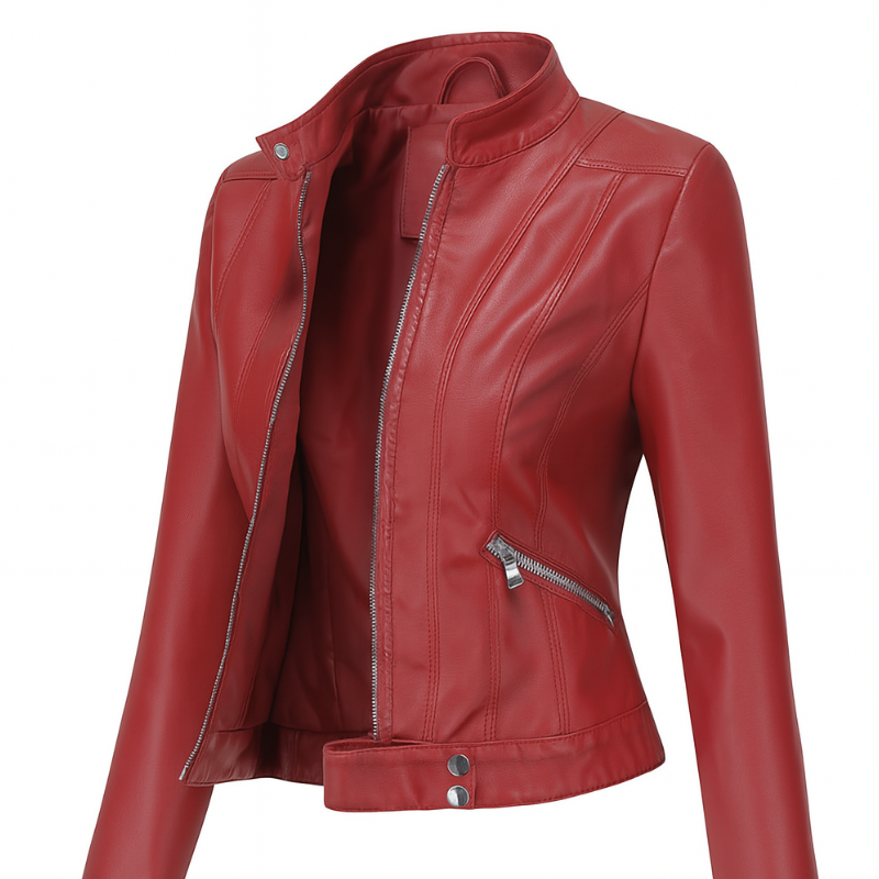Elegante Vielseitige Lederjacke für Damen für Jeden Anlass