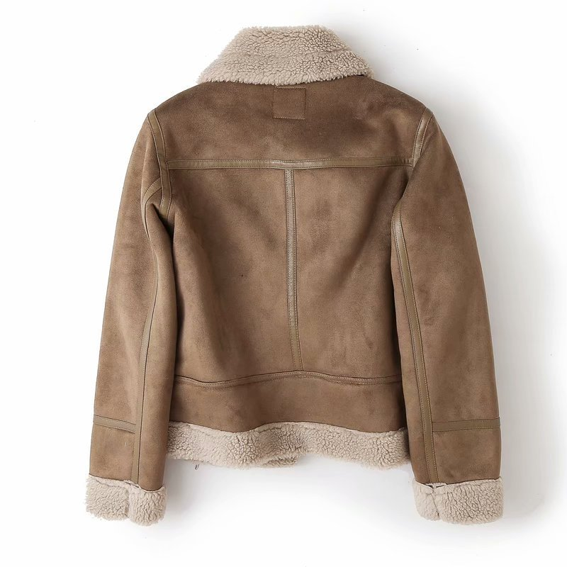 Giacca Pelle Donna Fodera Sherpa Stile Motociclista Comoda e Versatile 4
