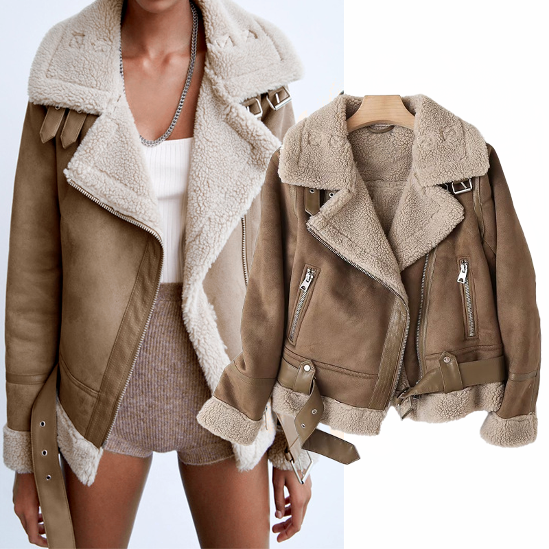 Giacca Pelle Donna Fodera Sherpa Stile Motociclista Comoda e Versatile 8