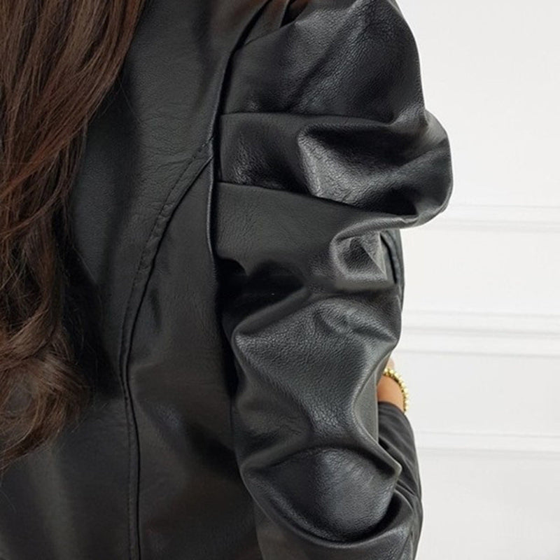 Giacca Pelle Donna Plissettata Nera Elegante per Stile Casual e Formale 2