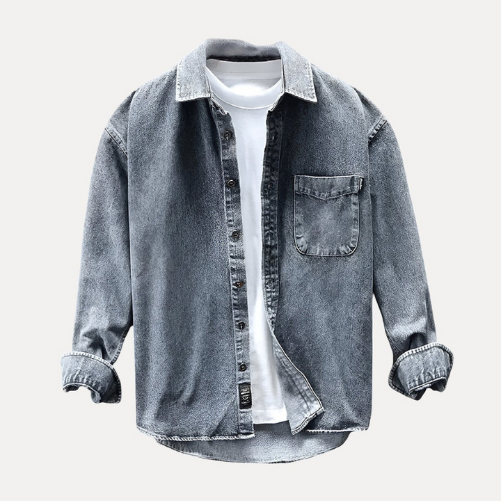 Premium-Denim-Jacke für Herren mit klassischem Design und funktionalen Taschen