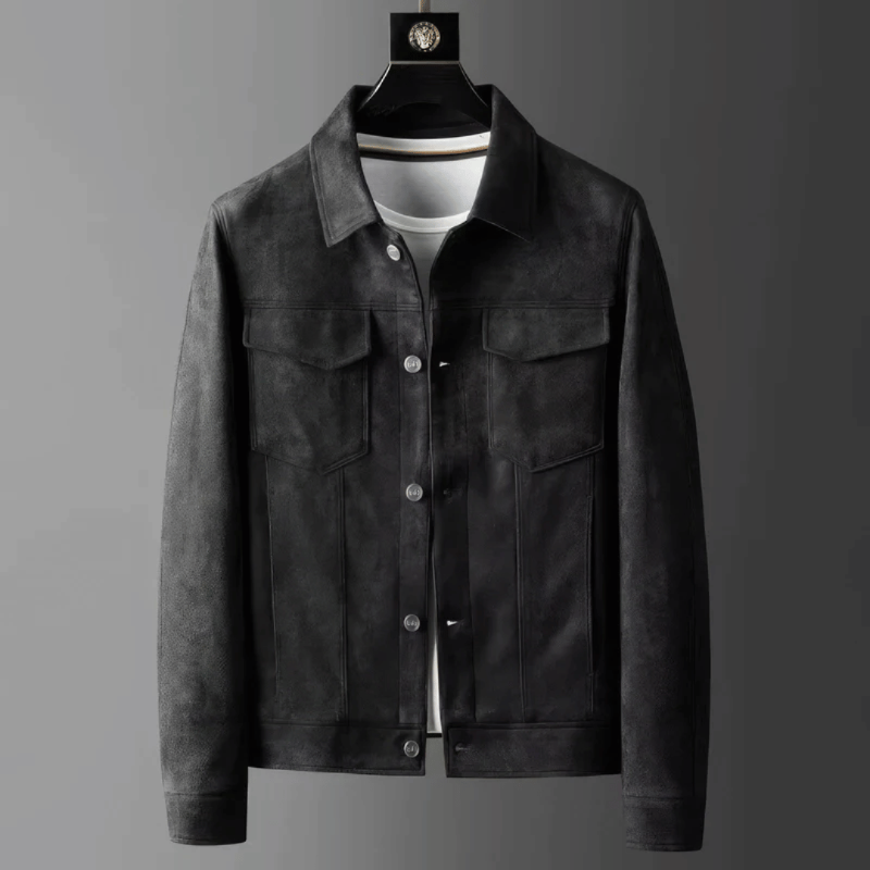 Giacca Uomo in Pelle Scamosciata Elegante e Moderna – Comfort e Versatilità per Occasioni Formali e Casual 1