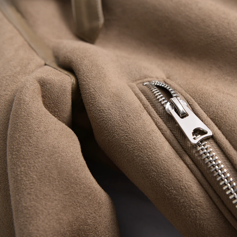 Vielseitige Damenlederjacke mit Sherpa-Futter