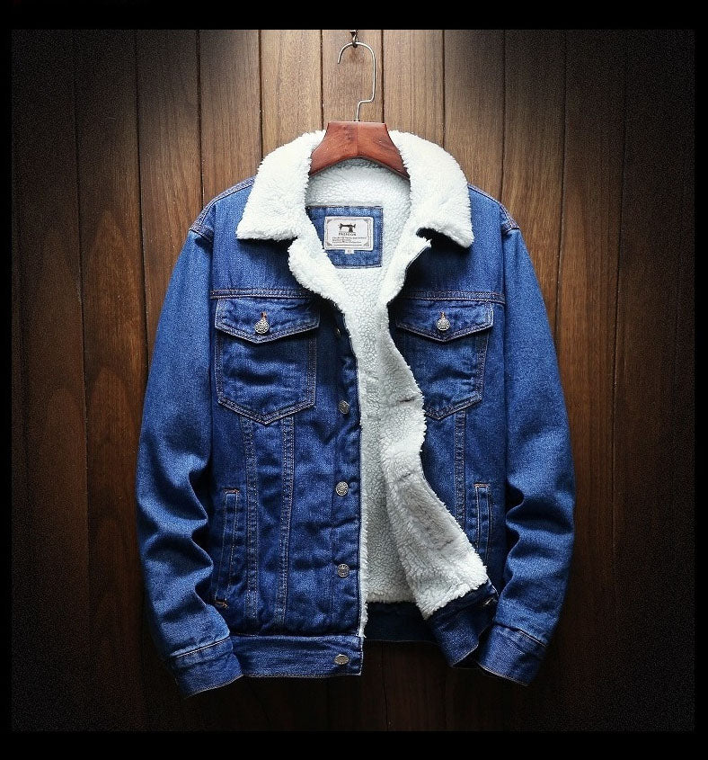 Giacca Vintage in Denim da Uomo con Fodera in Sherpa e Collo in Pelliccia Sintetica 1