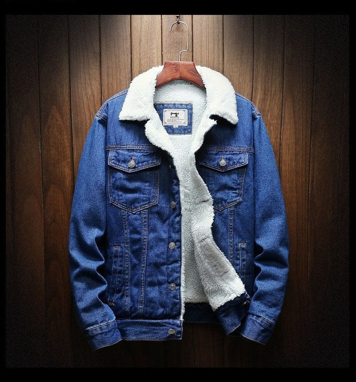 Giacca Vintage in Denim da Uomo con Fodera in Sherpa e Collo in Pelliccia Sintetica 1
