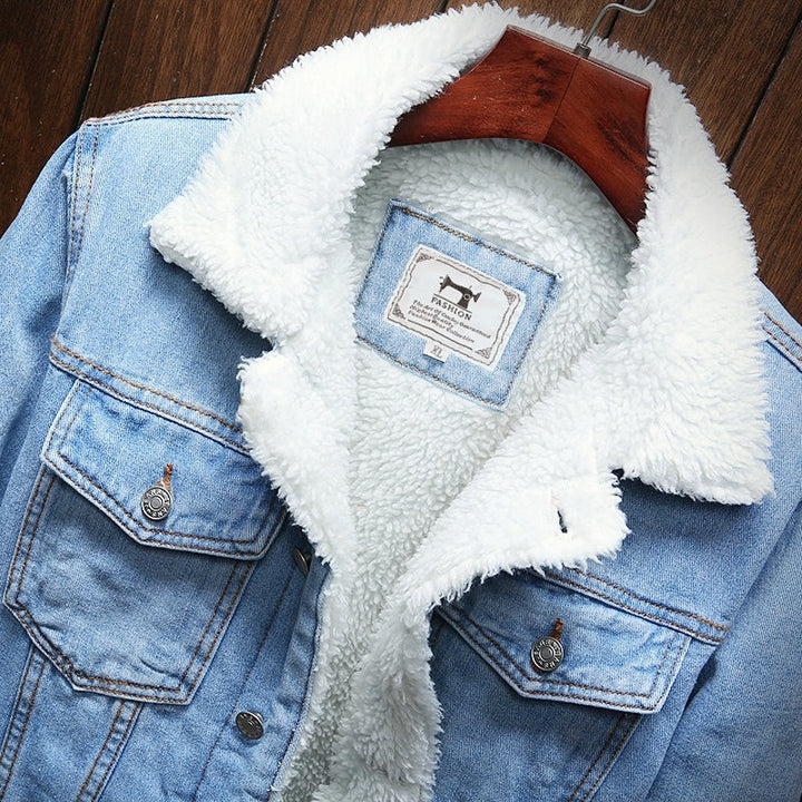 Giacca Vintage in Denim da Uomo con Fodera in Sherpa e Collo in Pelliccia Sintetica 3