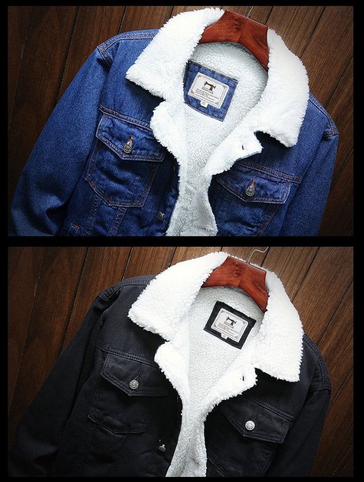 Giacca Vintage in Denim da Uomo con Fodera in Sherpa e Collo in Pelliccia Sintetica 6