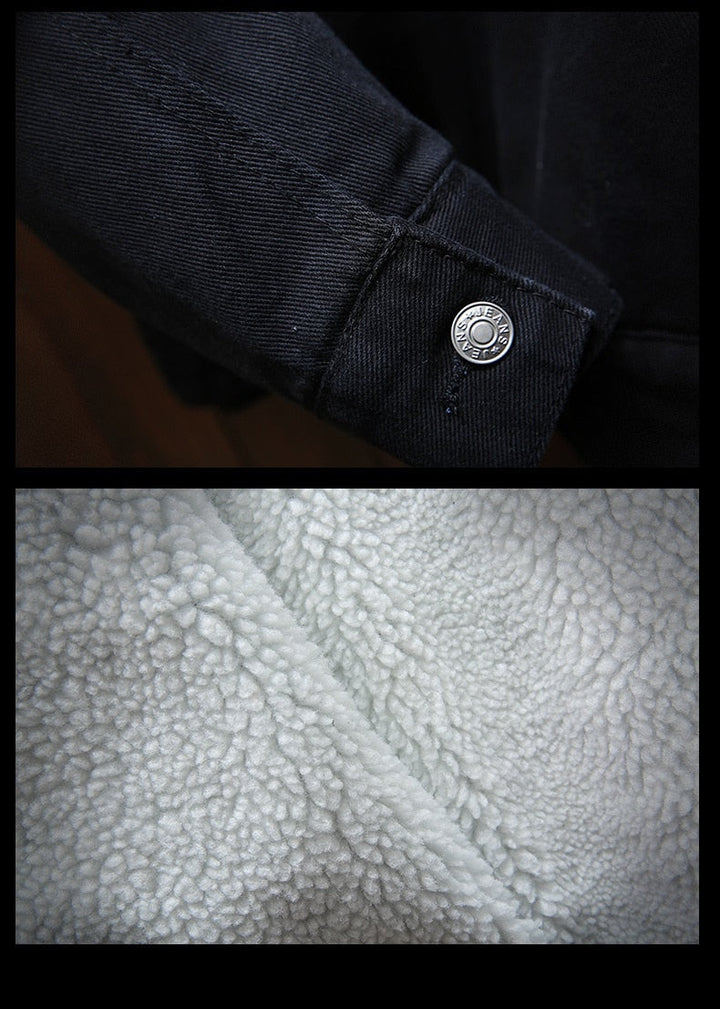 Giacca Vintage in Denim da Uomo con Fodera in Sherpa e Collo in Pelliccia Sintetica 8