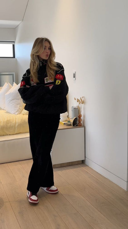 Giacca da Donna Oversize Stile Motorsport con Design a Blocchi di Colore e Dettagli Moderni 5