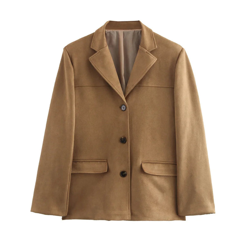 Giacca da Donna in Pelle Scamosciata Marrone Vintage – Giacca Invernale Elegante per Autunno e Inverno 0