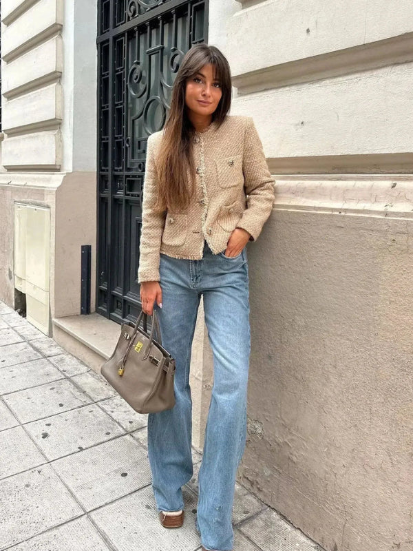Giacca da Donna in Tweed con Tasche Elegante e Versatile per Look Chic 1