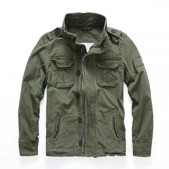 Giacca da Uomo Denim Cargo con Tasche Multiple e Polsini Regolabili 0