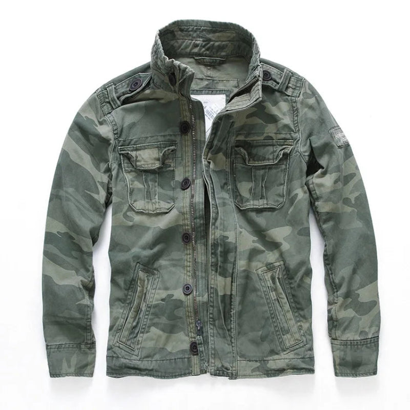 Giacca da Uomo Denim Cargo con Tasche Multiple e Polsini Regolabili 1