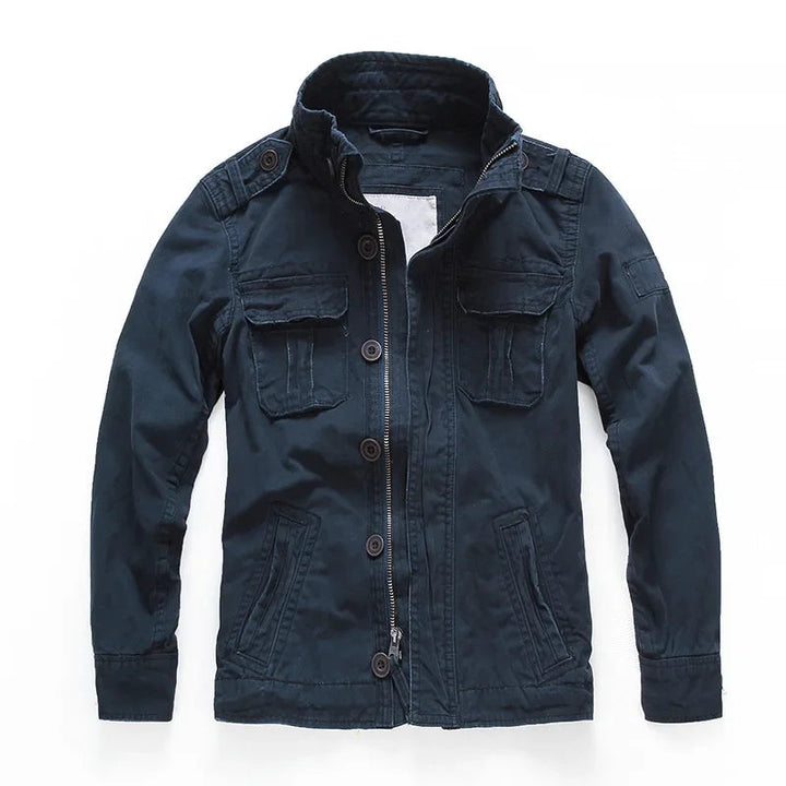 Giacca da Uomo Denim Cargo con Tasche Multiple e Polsini Regolabili 4