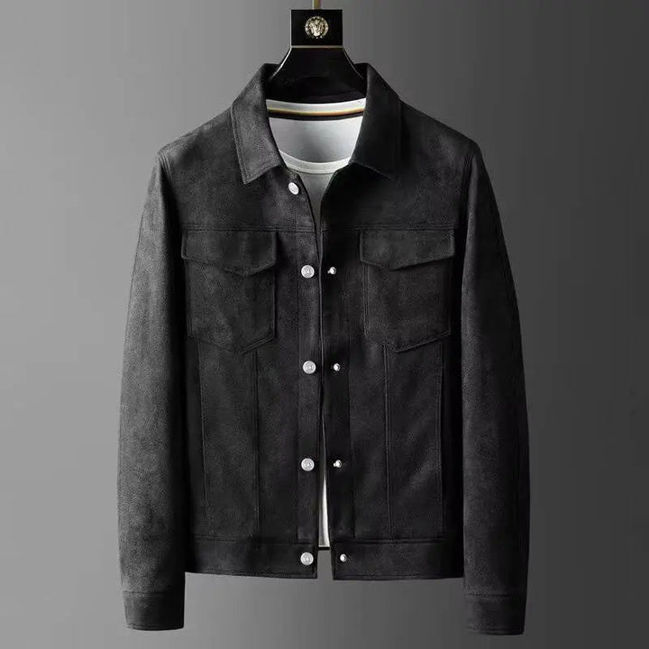 Giacca da Uomo Slim Fit in Suede con Colletto a Polo Elegante 1