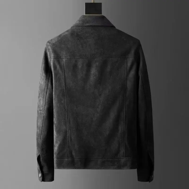 Giacca da Uomo Slim Fit in Suede con Colletto a Polo Elegante 2