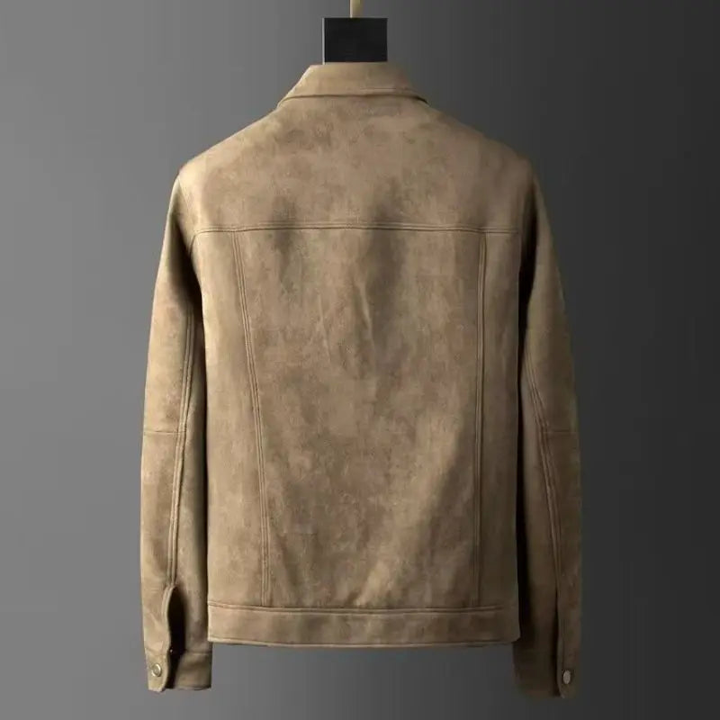 Giacca da Uomo Slim Fit in Suede con Colletto a Polo Elegante 4