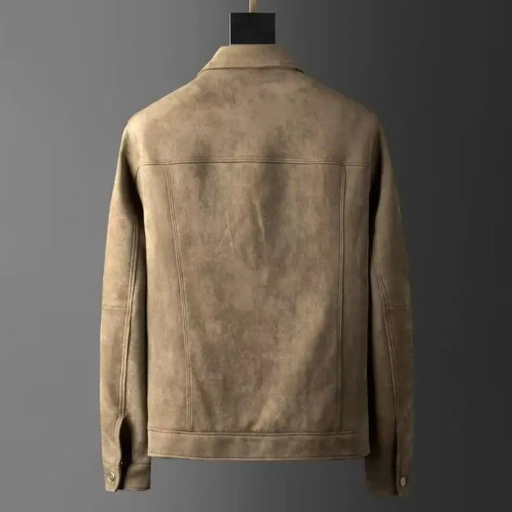 Giacca da Uomo Slim Fit in Suede con Colletto a Polo Elegante 4