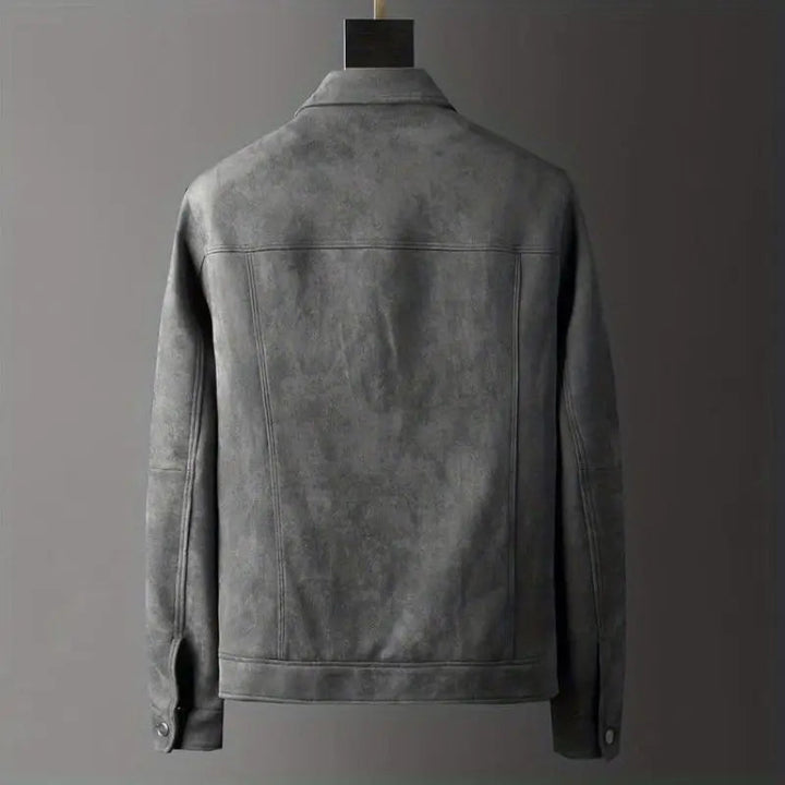 Giacca da Uomo Slim Fit in Suede con Colletto a Polo Elegante 5
