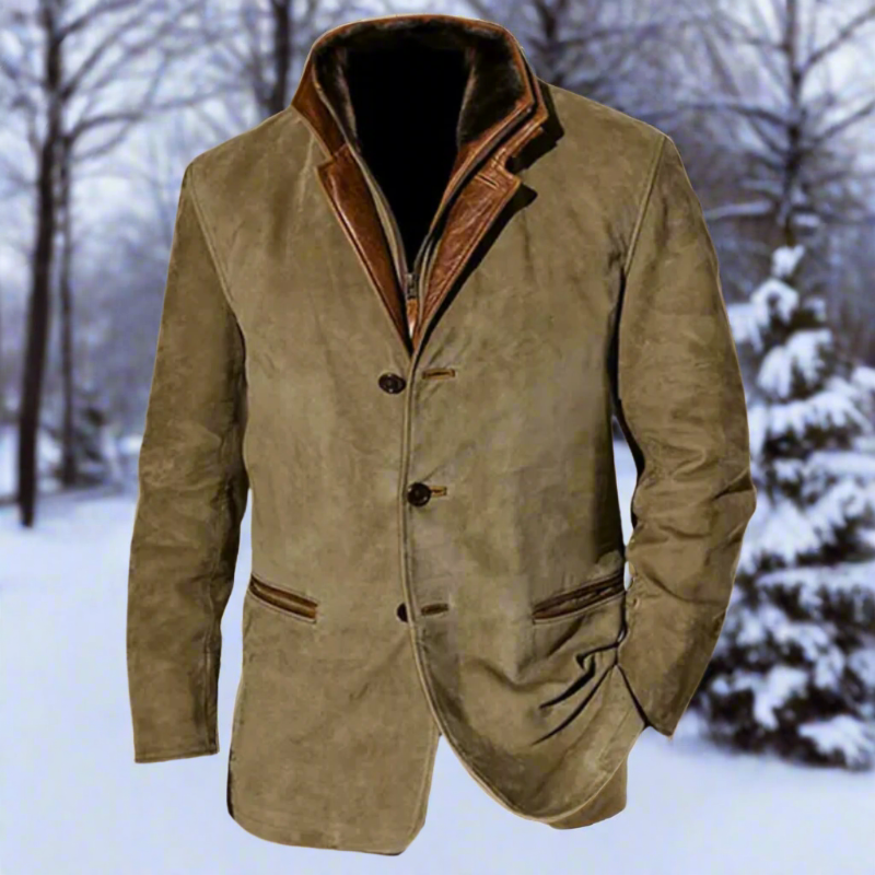Giacca da Uomo in Pelle Scamosciata Invernale Elegante con Tasche – Giubbotto Versatile per Ogni Occasione 0