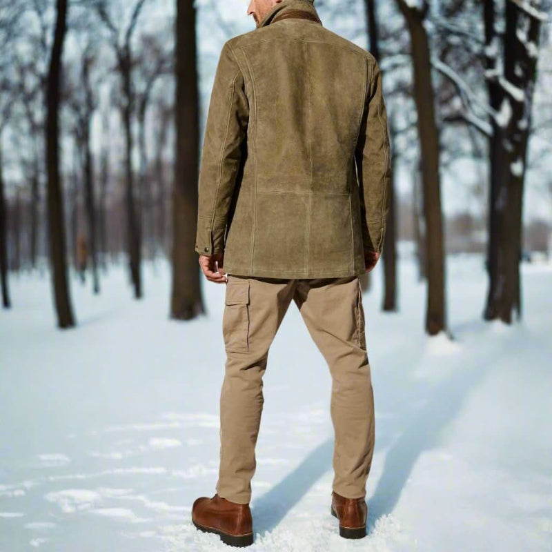 Giacca da Uomo in Pelle Scamosciata Invernale Elegante con Tasche – Giubbotto Versatile per Ogni Occasione 1