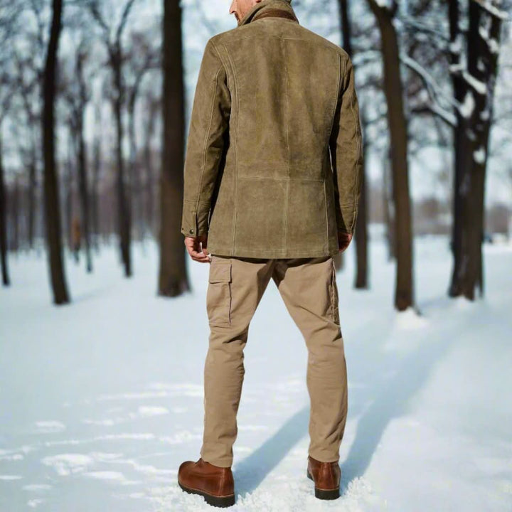 Giacca da Uomo in Pelle Scamosciata Invernale Elegante con Tasche – Giubbotto Versatile per Ogni Occasione 1